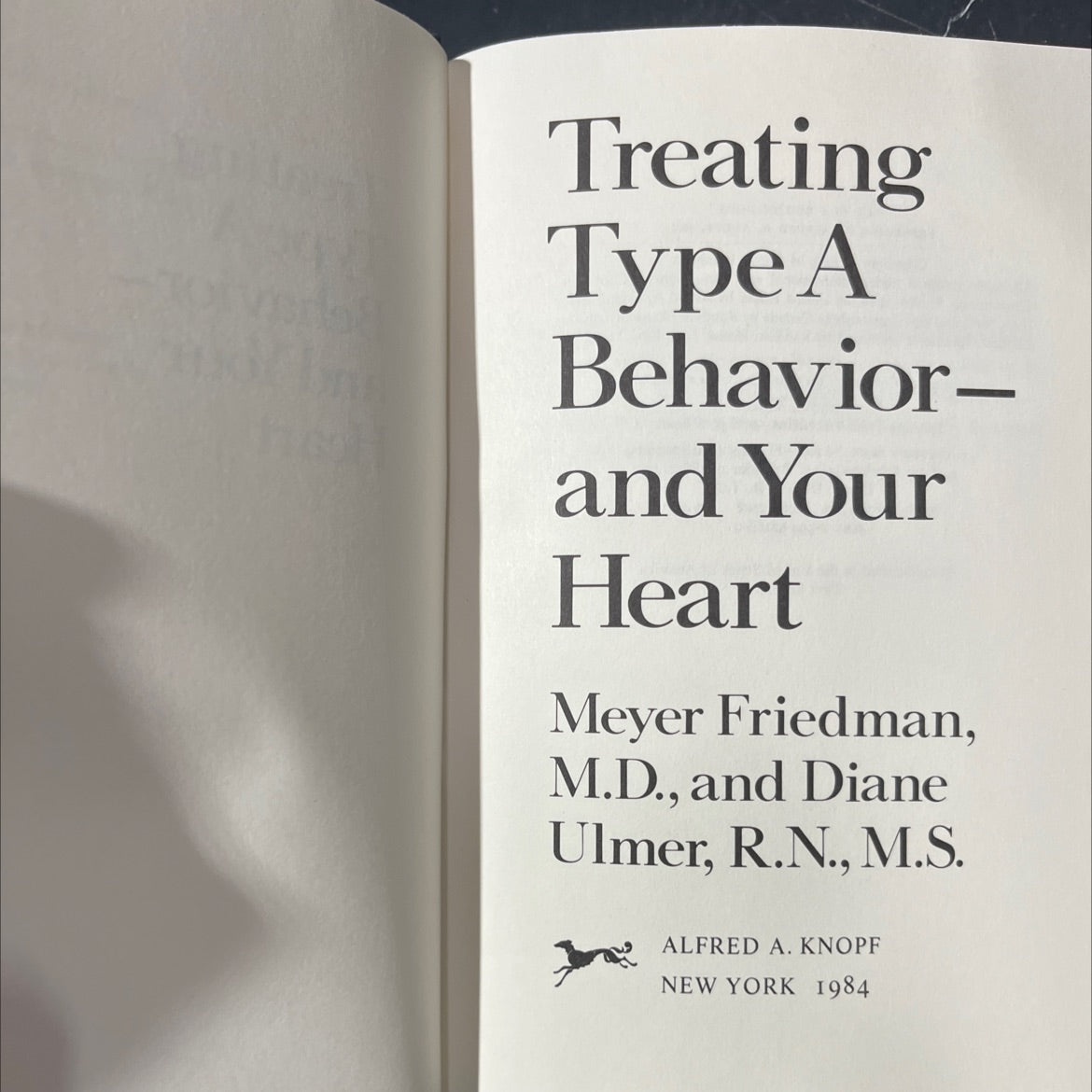 treating type a behavior- and your heart book, by meyer friedman, m.d., and diane ulmer, r.n., m.s., 1984 Hardcover image 2