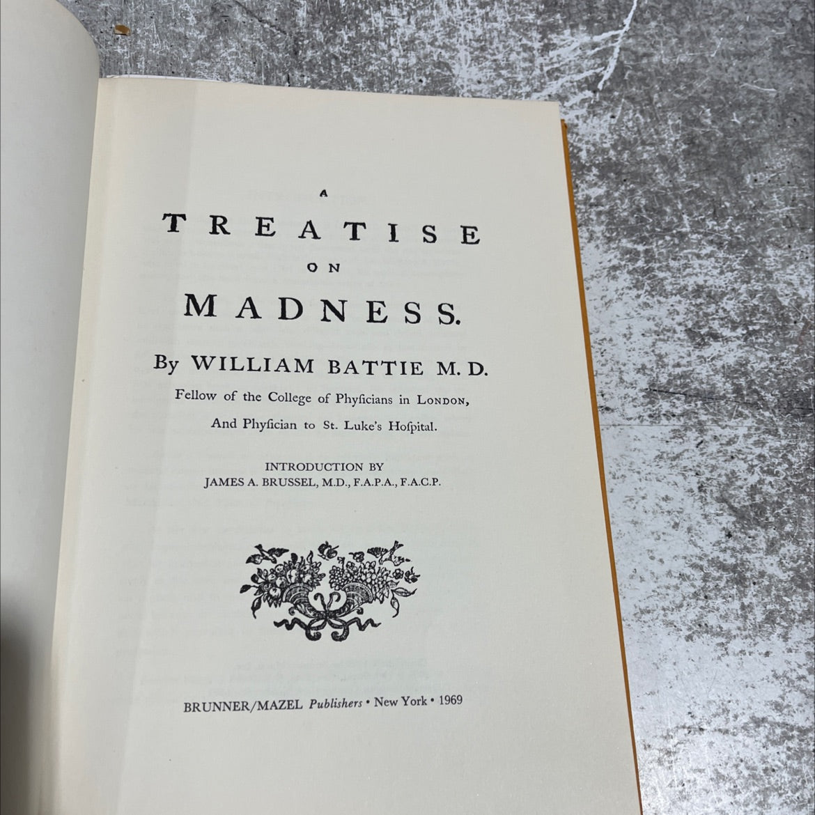 treatise on madness book, by william battie, 1969 Hardcover image 2