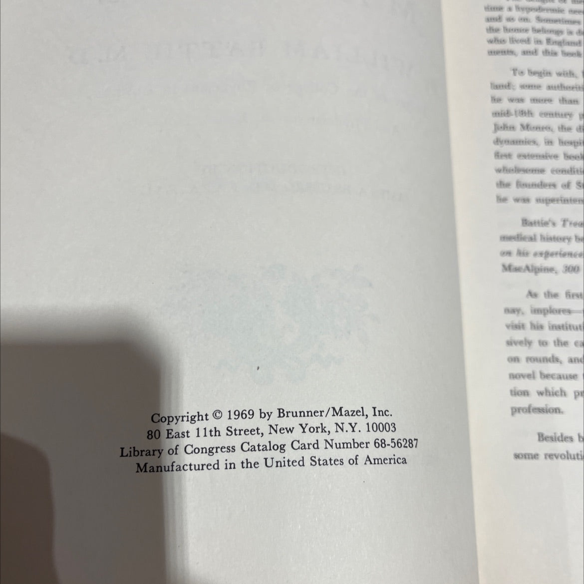 treatise on madness book, by william battie, 1969 Hardcover image 3
