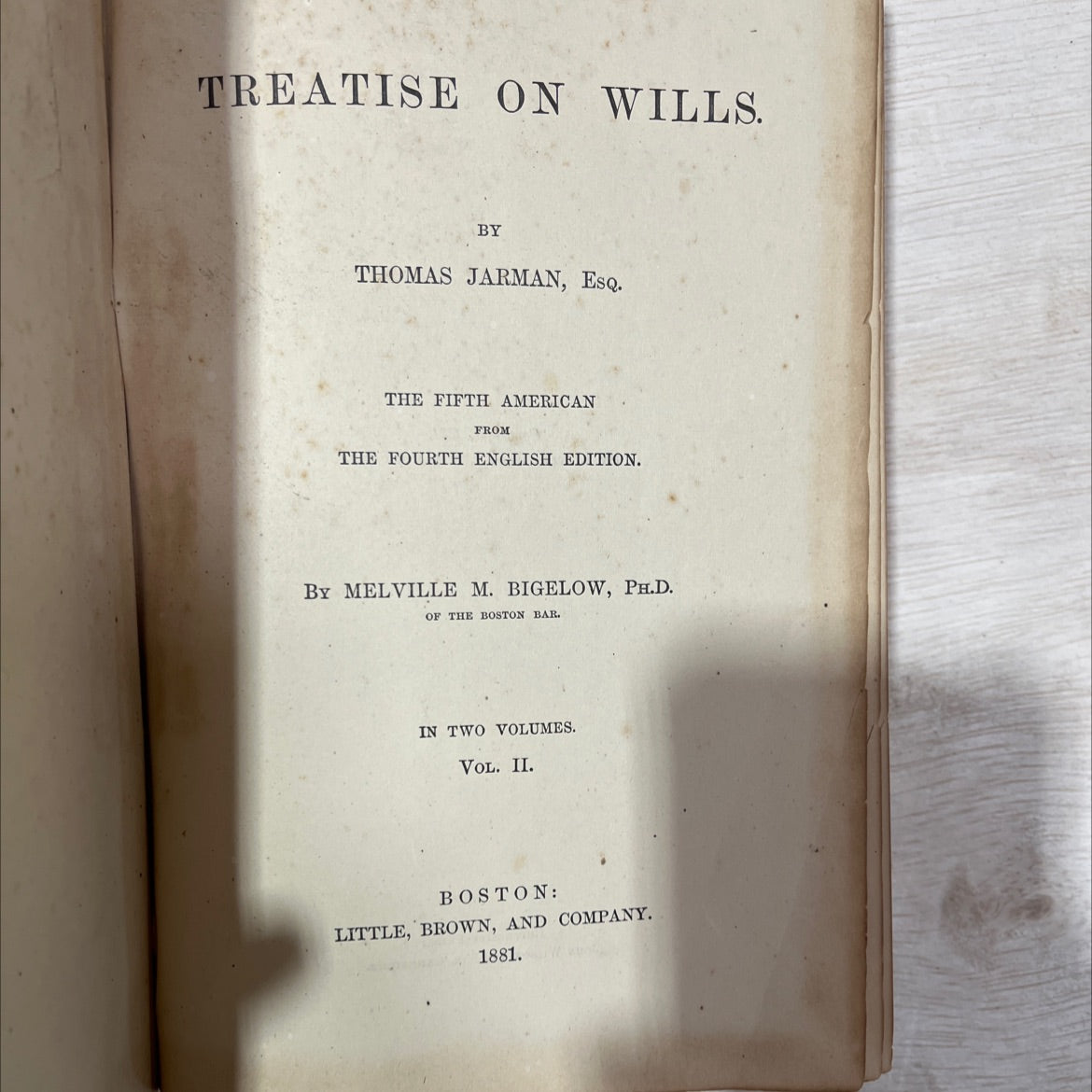 treatise on wills book, by thomas jarman, 1881 Hardcover image 2
