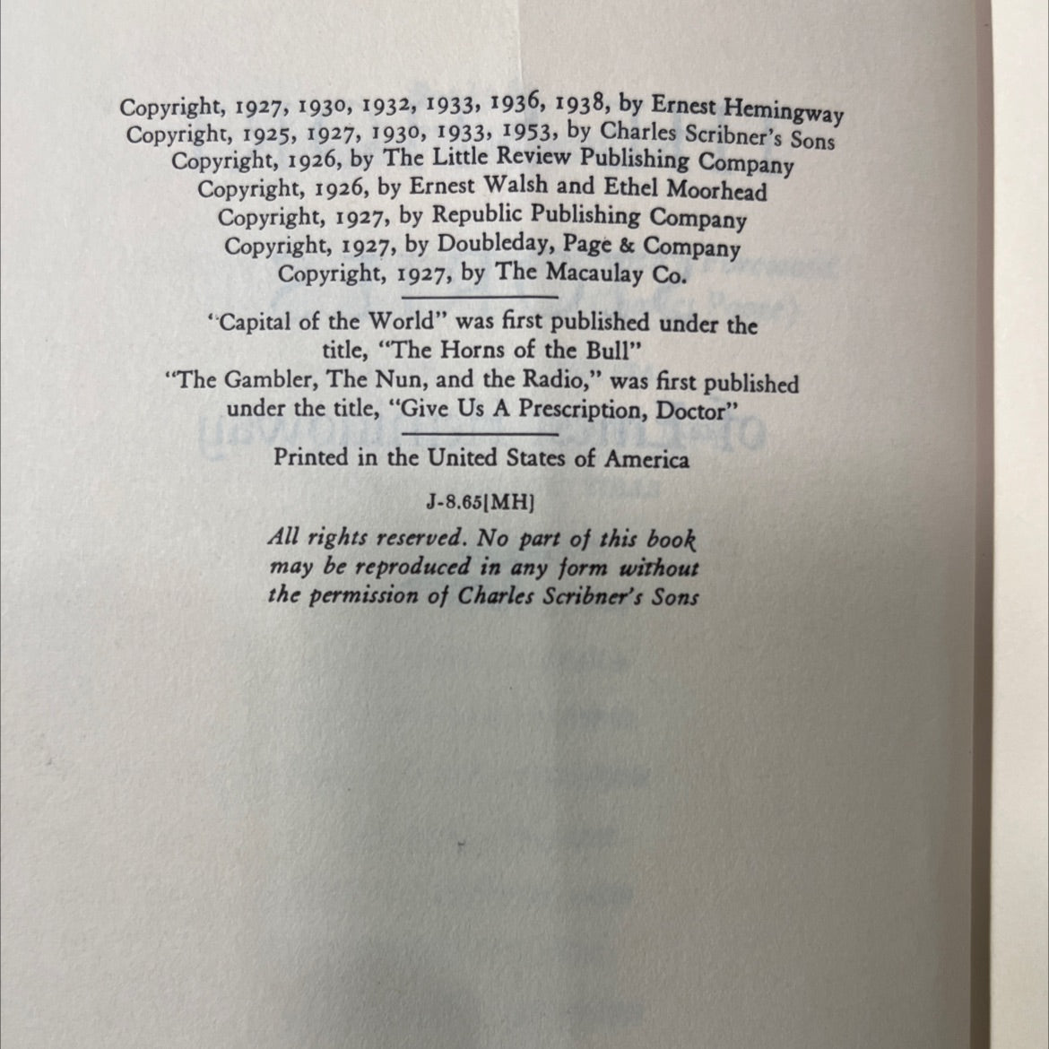 trees the short stories of ernest hemingway book, by ernest hemingway, 1953 Hardcover image 3