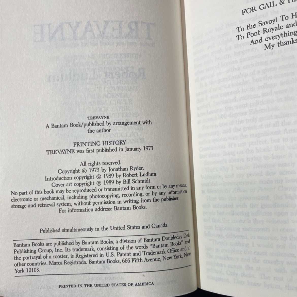 trevayne book, by Robert Ludlum, 1989 Hardcover image 3