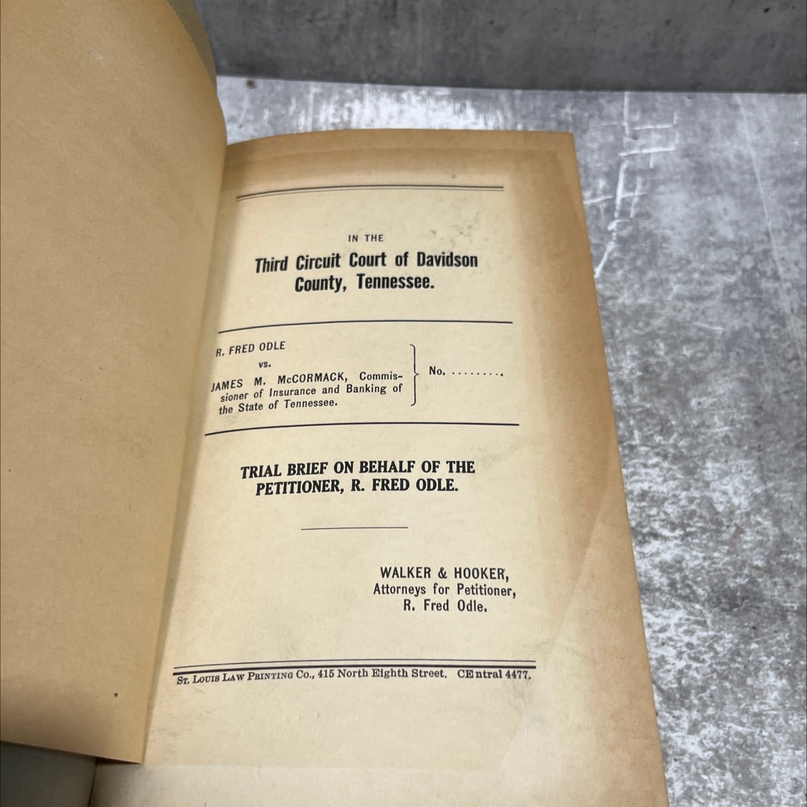 trial brief on behalf of the petitioner, r. fred odle book, by r. fred odle, 1970 Hardcover image 2