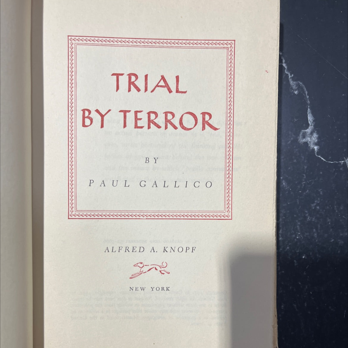 trial by terror book, by paul gallico, 1952 Hardcover image 2