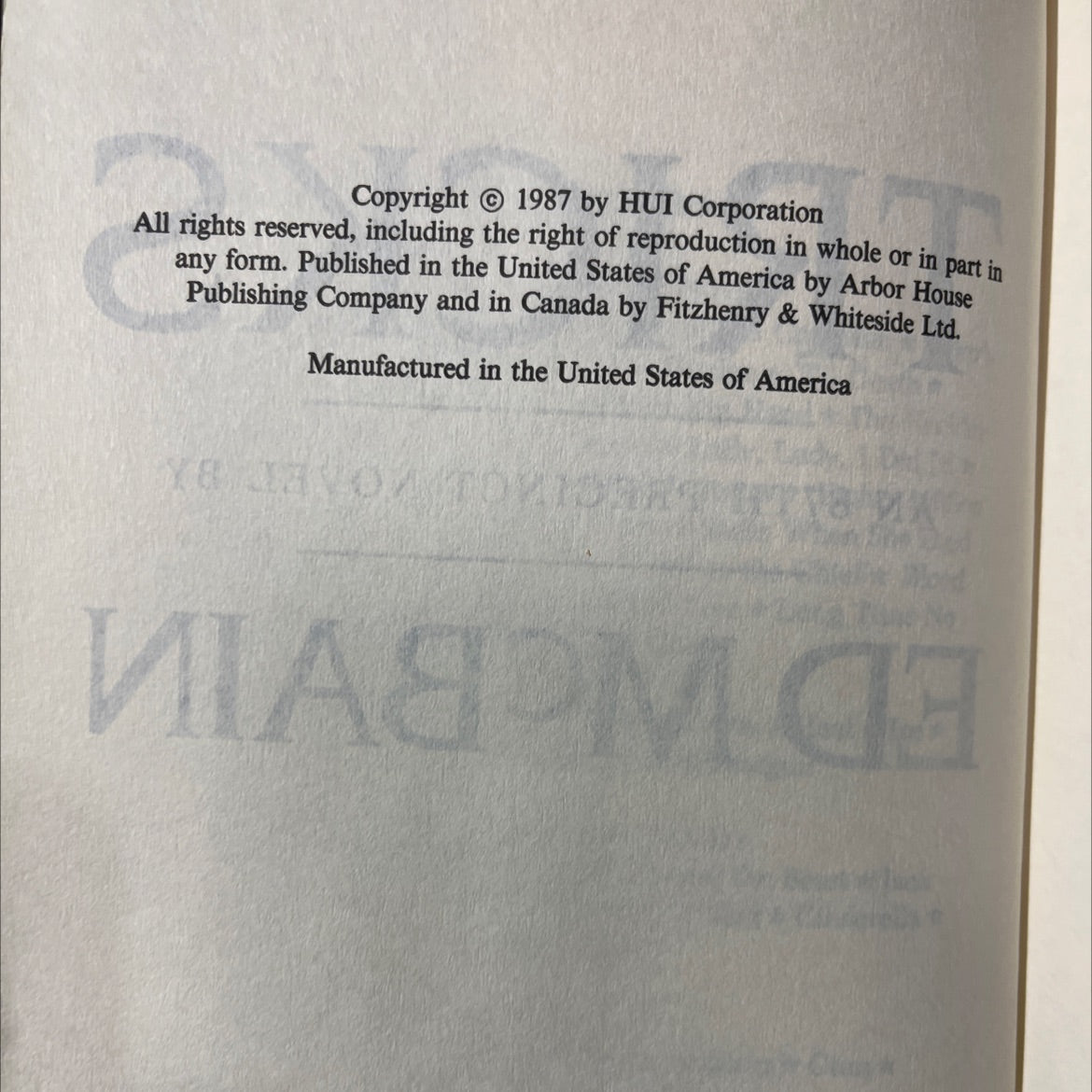 tricks book, by ed mcbain, 1987 Hardcover image 3