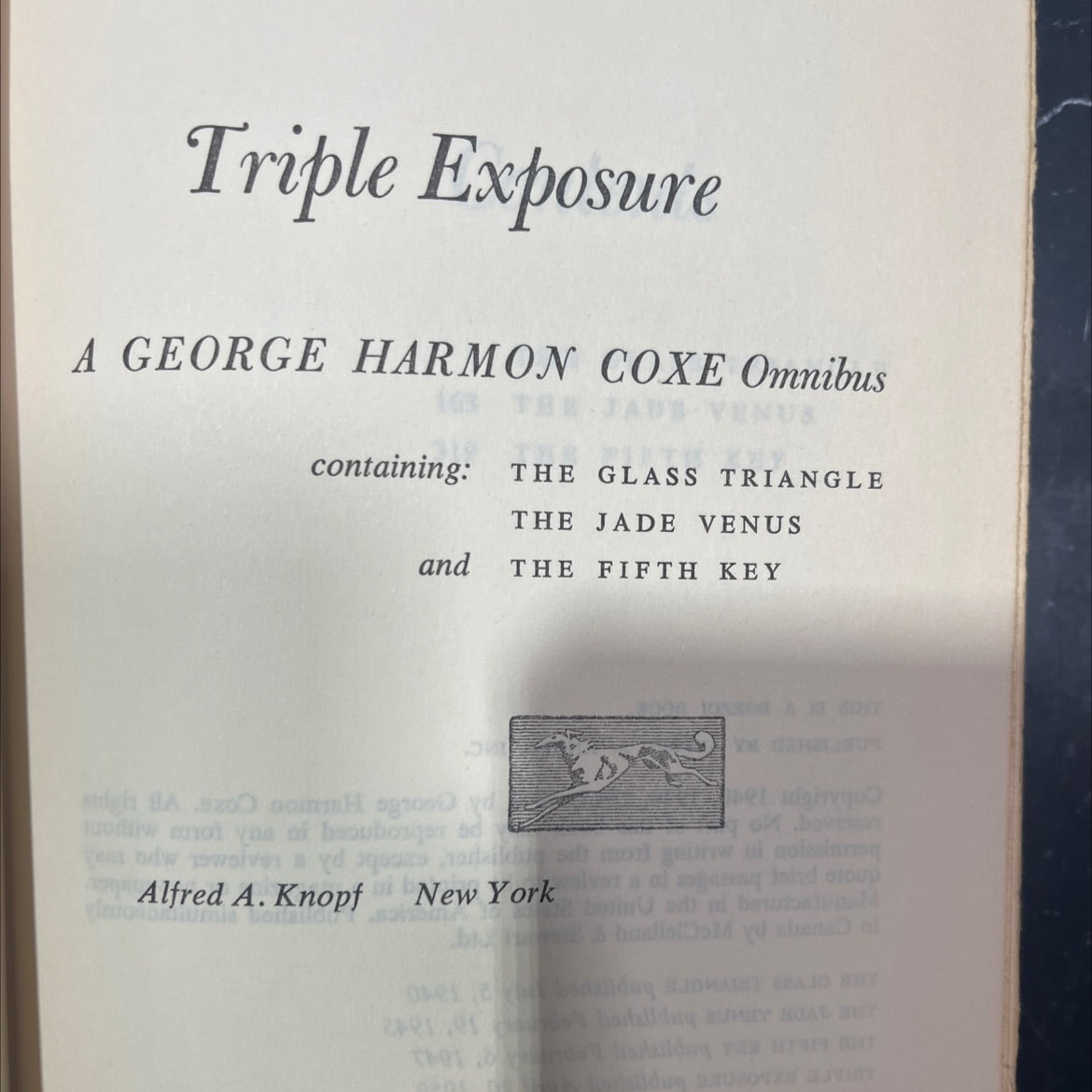 triple exposure a george harmon coxe omnibus book, by George Harmon Coxe, 1959 Hardcover image 2