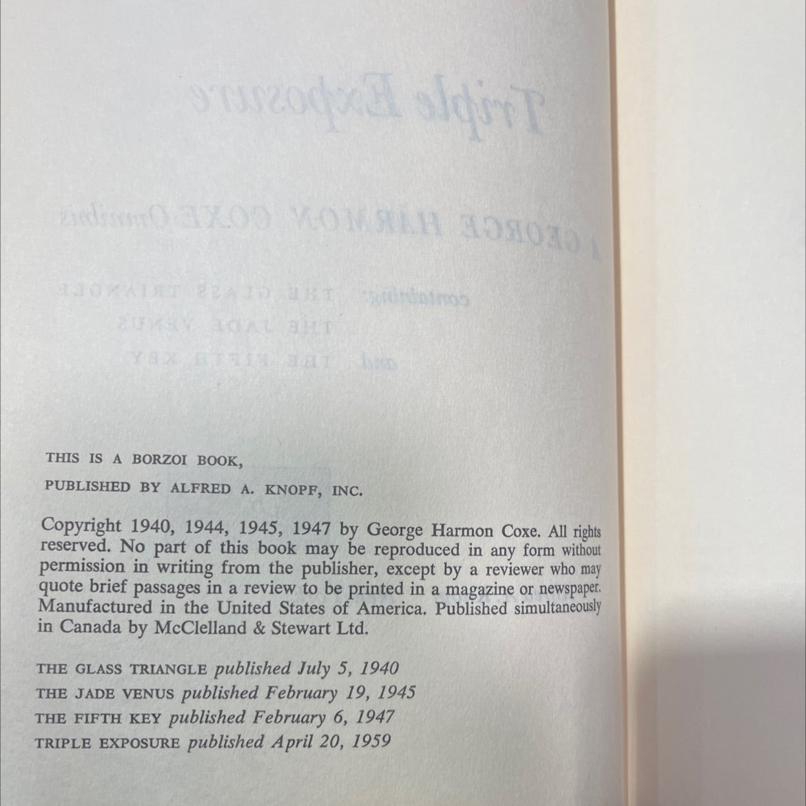 triple exposure a george harmon coxe omnibus book, by George Harmon Coxe, 1959 Hardcover image 3