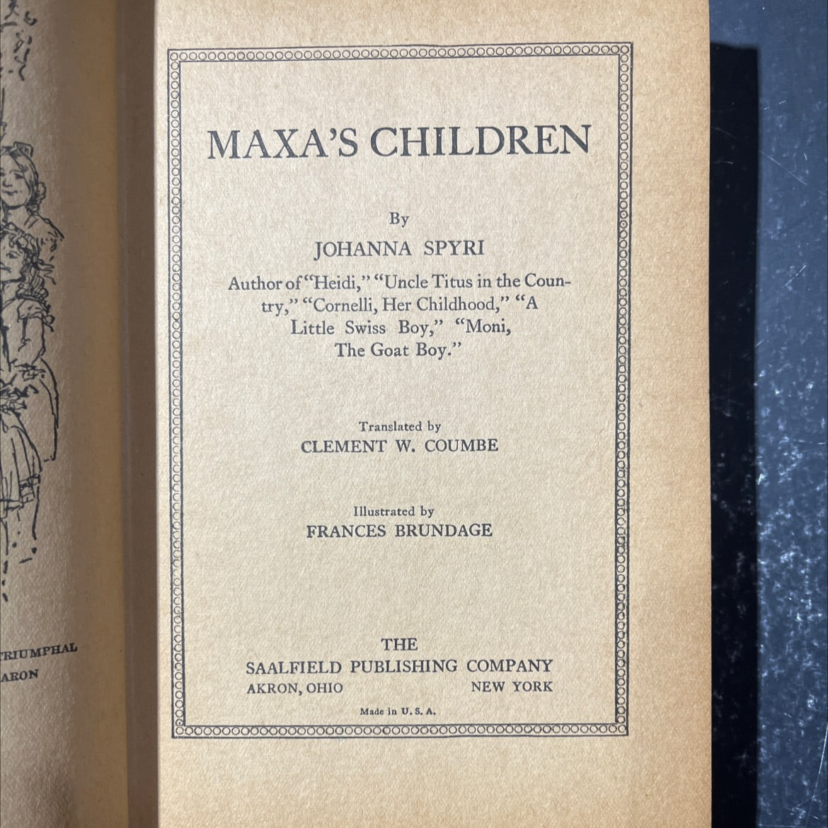 triumphal aron maxa's children book, by johanna spyri, 1926 Hardcover image 2