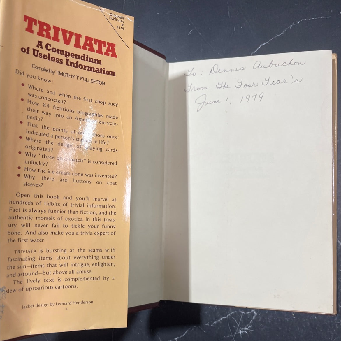 triviata book, by timothy t. fullerton, 1975 Hardcover image 4