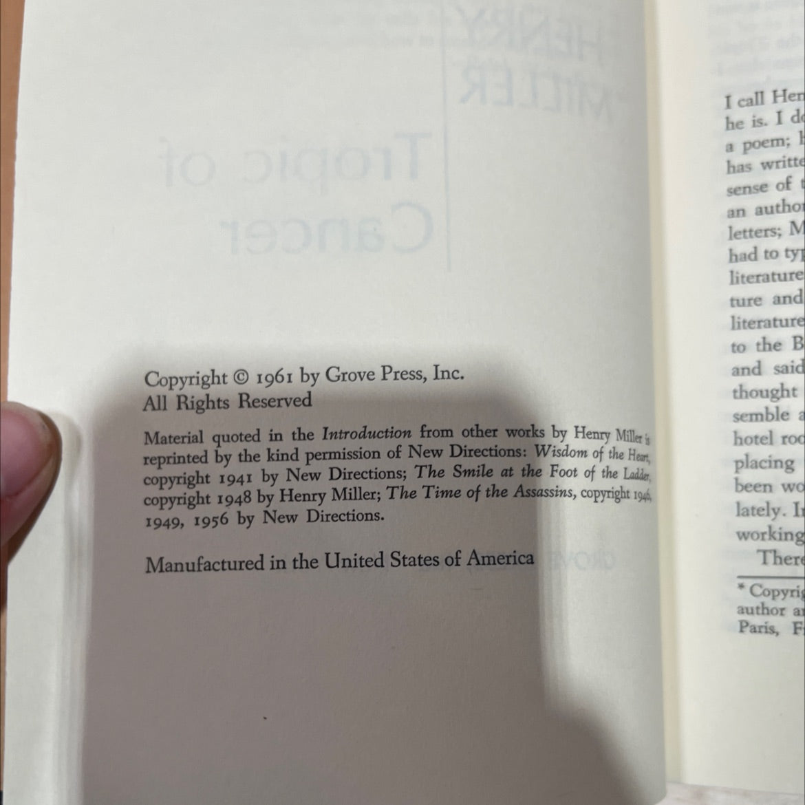 tropic of cancer book, by henry miller, 1961 Hardcover image 3