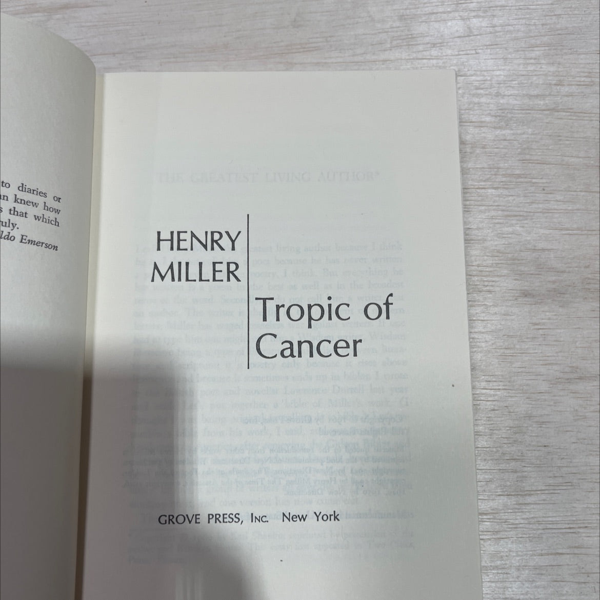 tropic of cancer book, by henry miller, 1961 Hardcover image 2
