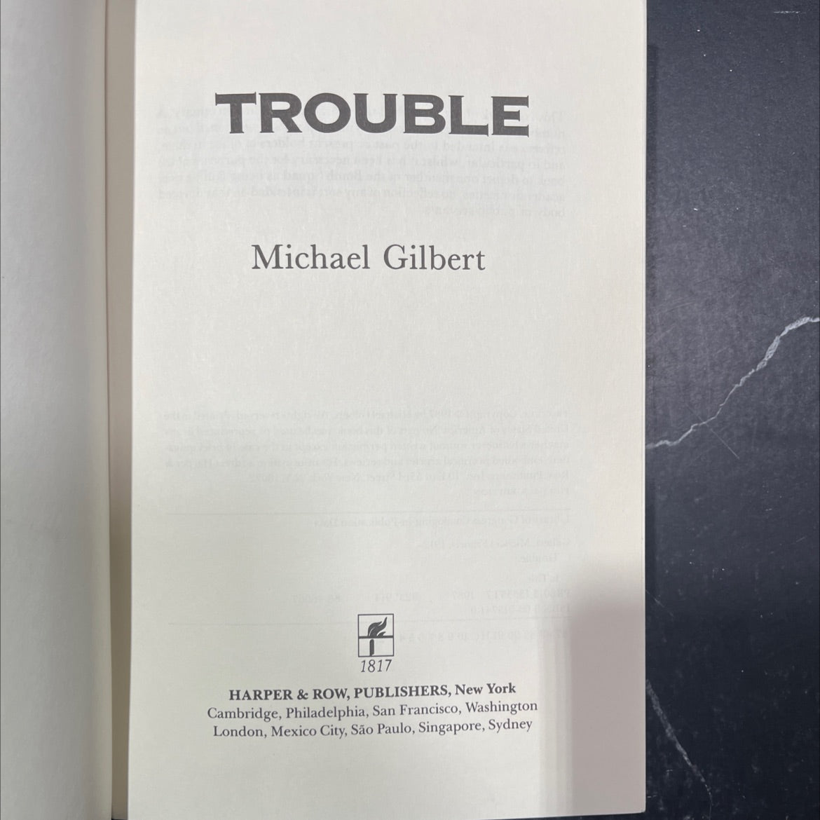 trouble book, by Michael Gilbert, 1987 Hardcover image 2