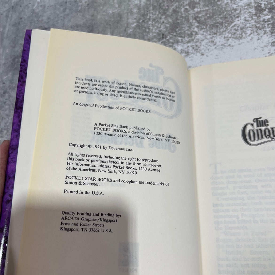 tue conquest book, by jude deveraux, 1991 Hardcover image 3