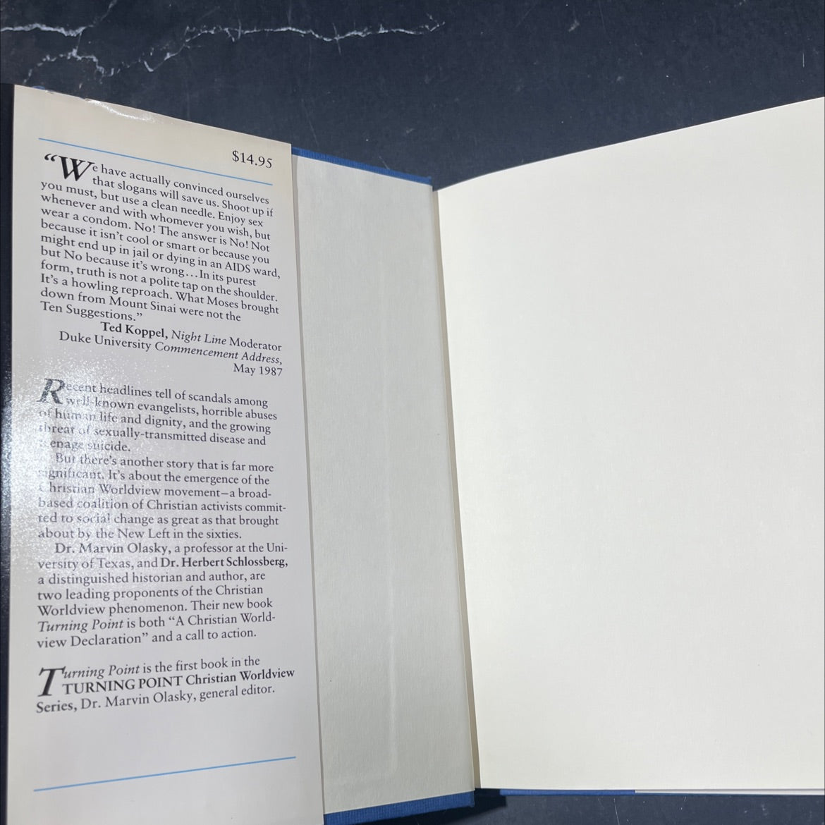 turning point: a christian worldview declaration book, by herbert schlossberg and marvin olasky, 1987 Hardcover image 4