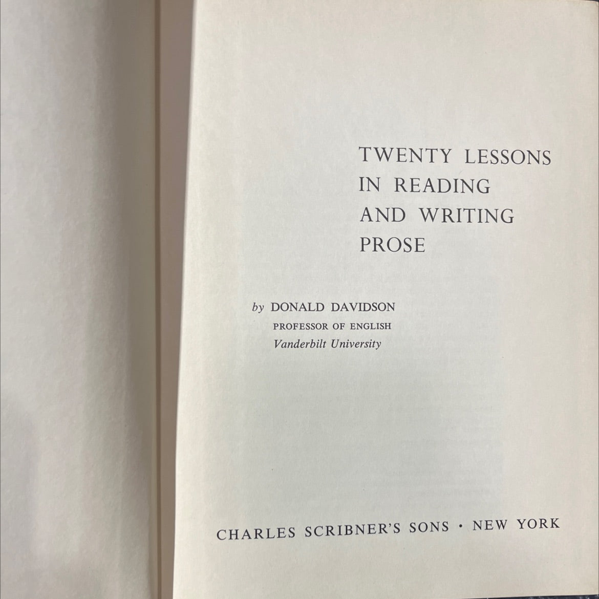 twenty lessons in reading and writing prose book, by donald davidson, 1955 Hardcover image 2