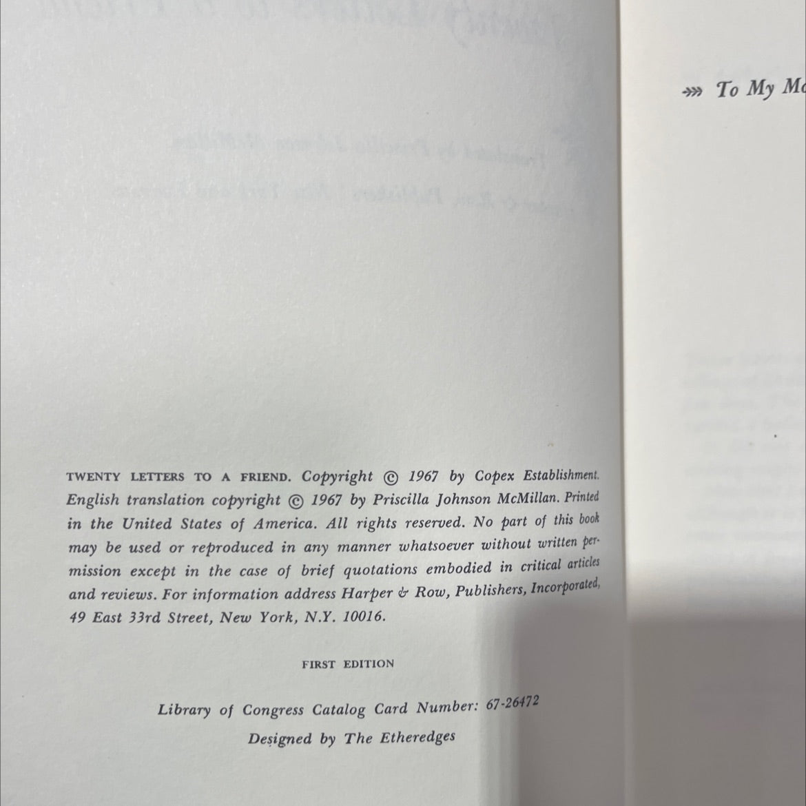 twenty letters to a friend book, by yeva, 1967 Hardcover image 3