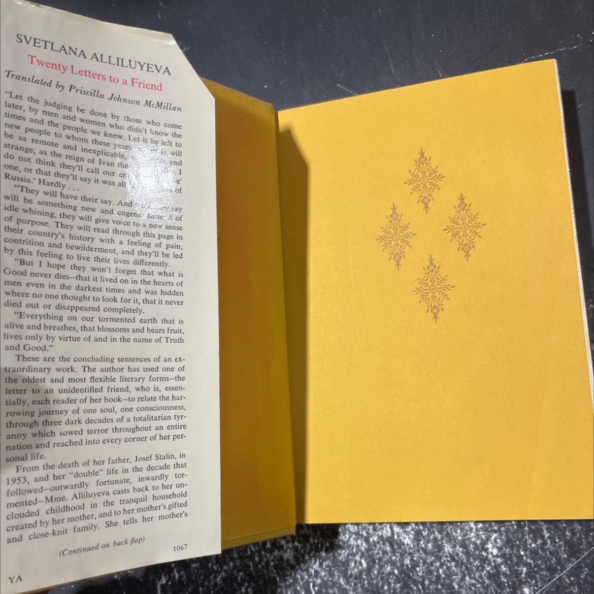 twenty letters to a friend book, by svetlana alliluyeva, 1967 Hardcover image 4