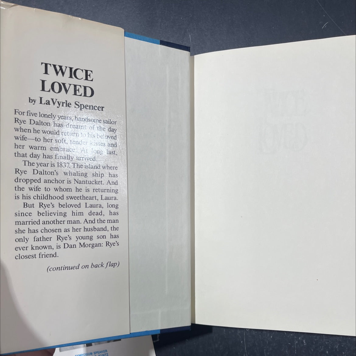 twice loved book, by LaVyrle Spencer, 1984 Hardcover image 4
