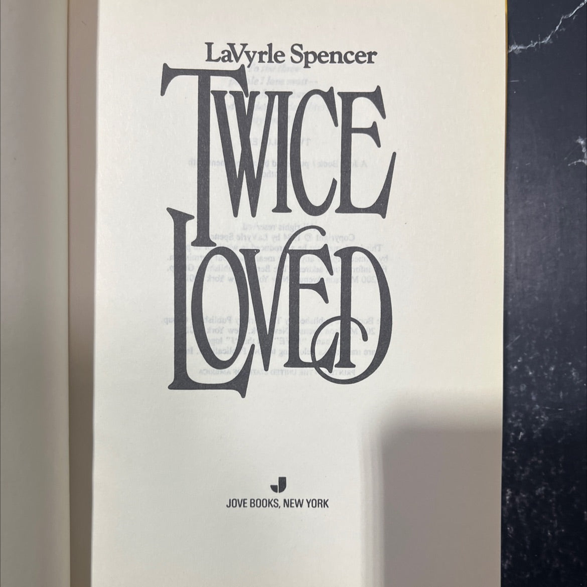 twice loved book, by LaVyrle Spencer, 1984 Hardcover image 2