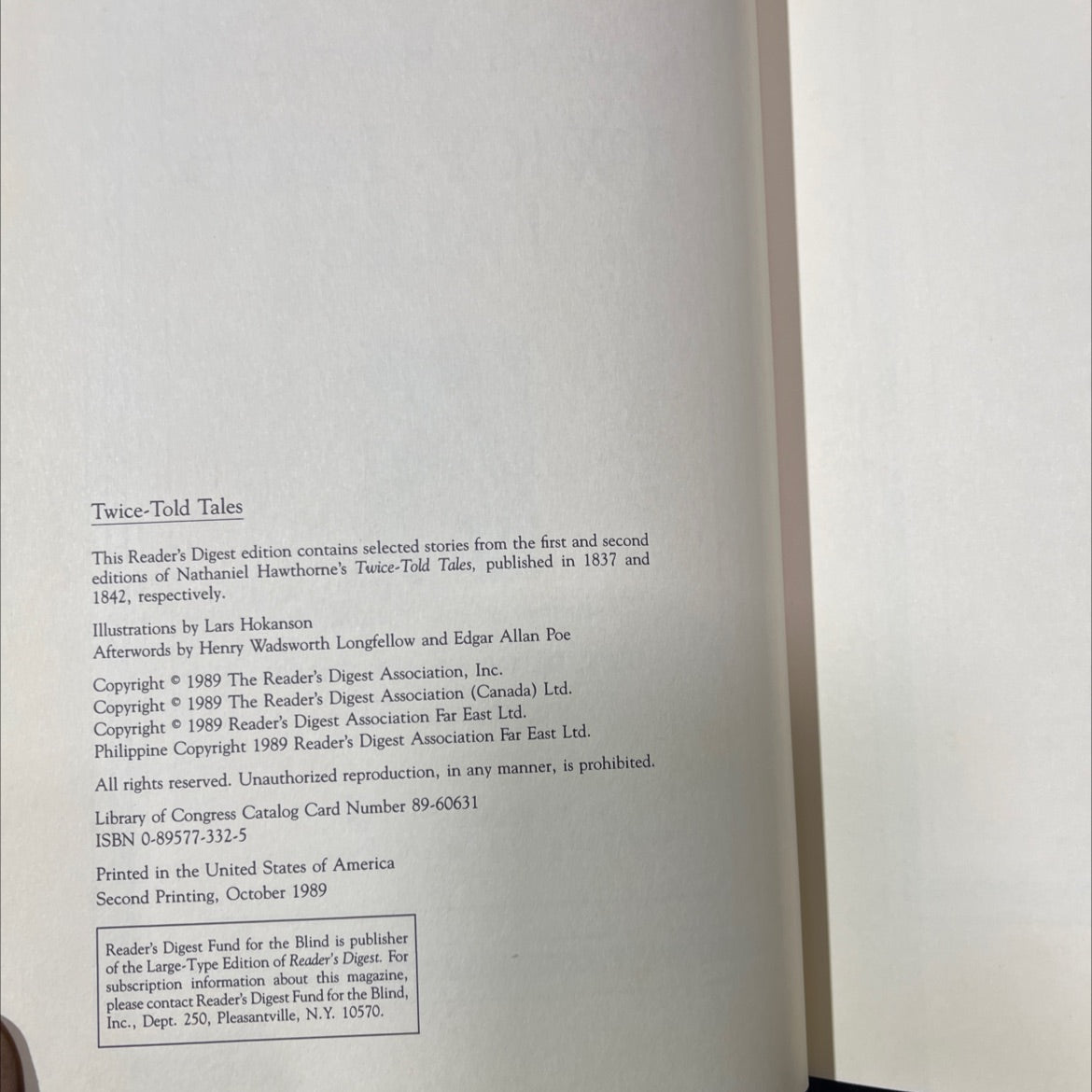 twice-told tales book, by nathaniel hawthorne, 1989 Hardcover image 3