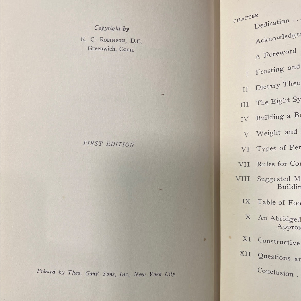 types of persons with diets to match book, by K. C. Robinson, D.C., 1940 Hardcover image 3