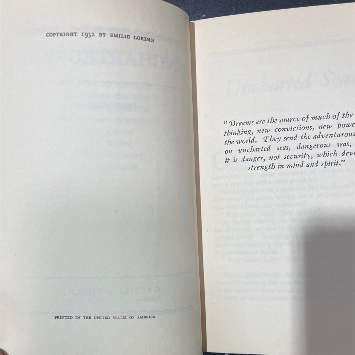 uncharted seas book, by emilie loring, 1932 Hardcover image 3