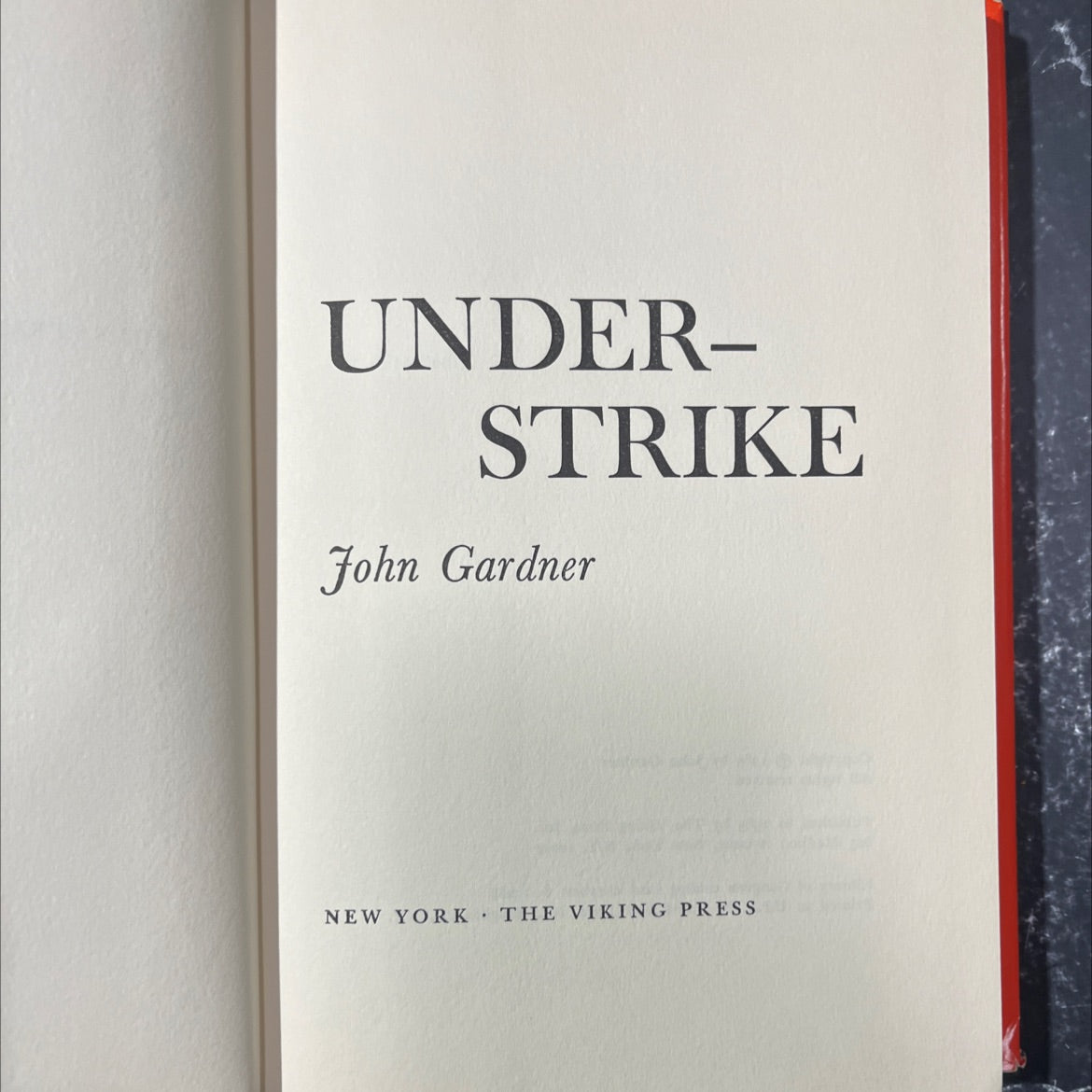 under-strike book, by John Gardner, 1965 Hardcover image 2