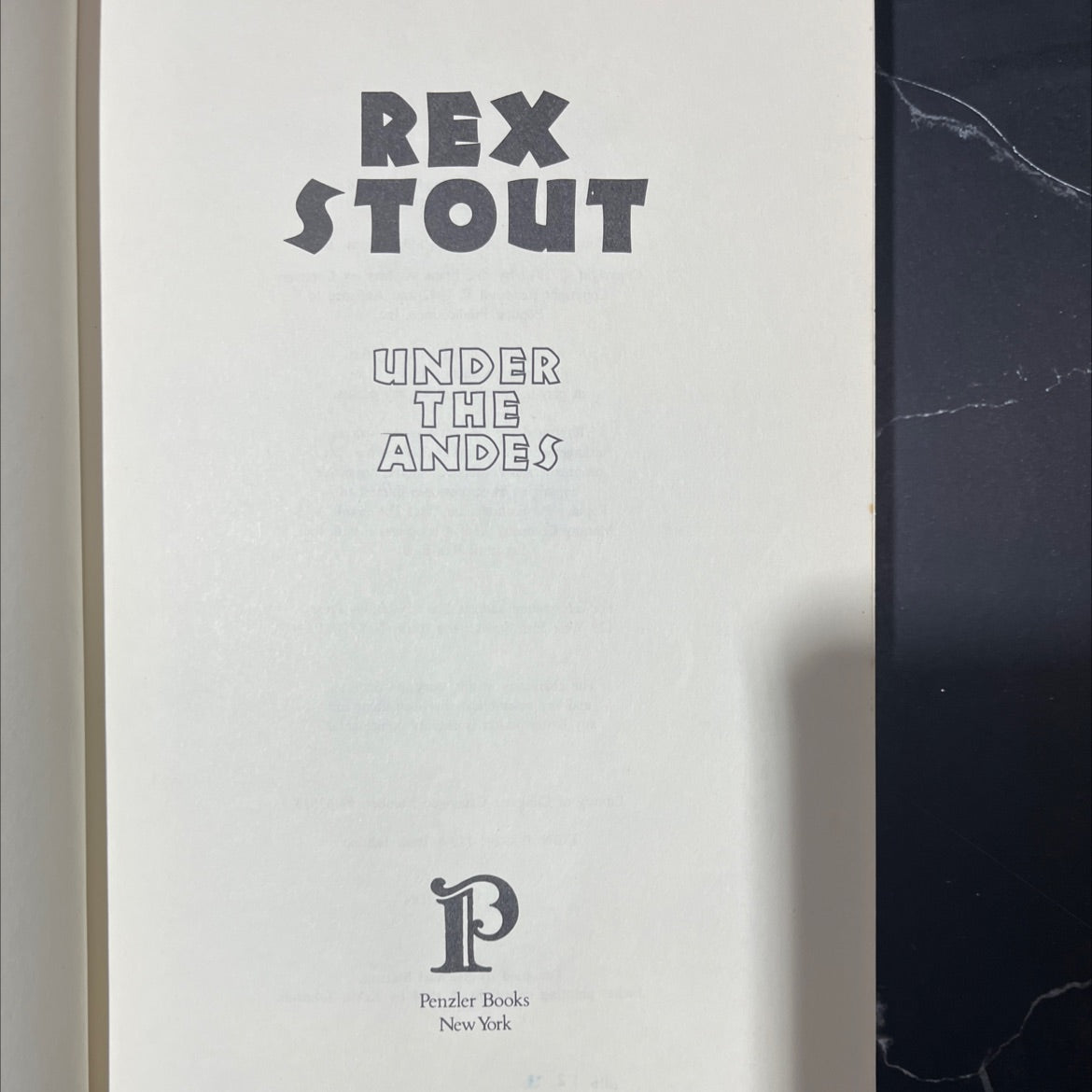 under the andes book, by rex stout, 1984 Hardcover image 2