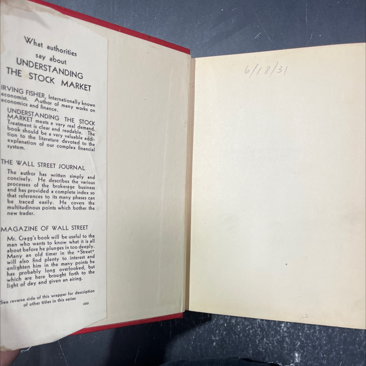 understanding the stock market book, by alliston cragg, 1929 Hardcover image 4