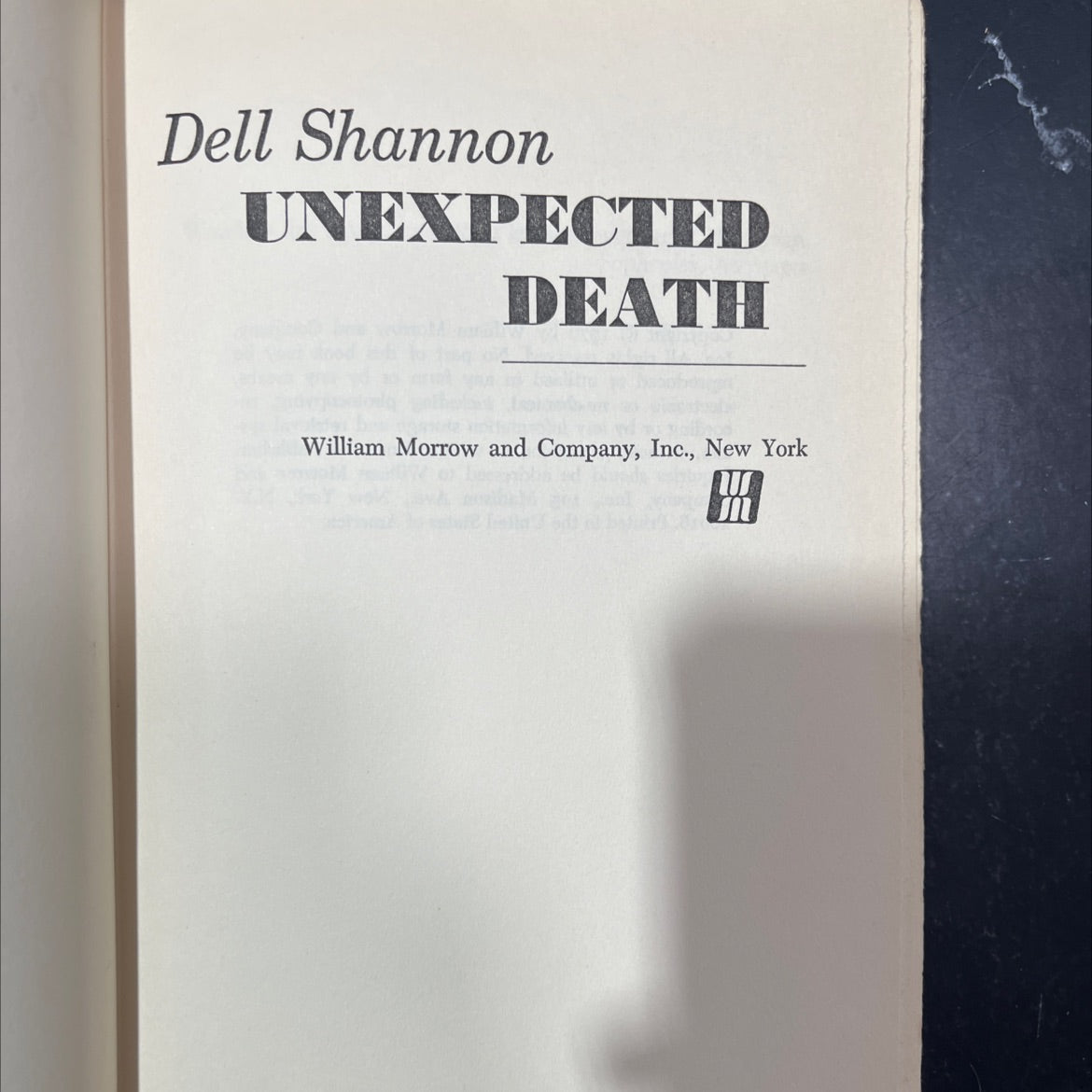 unexpected death book, by dell shannon, 1970 Hardcover image 2