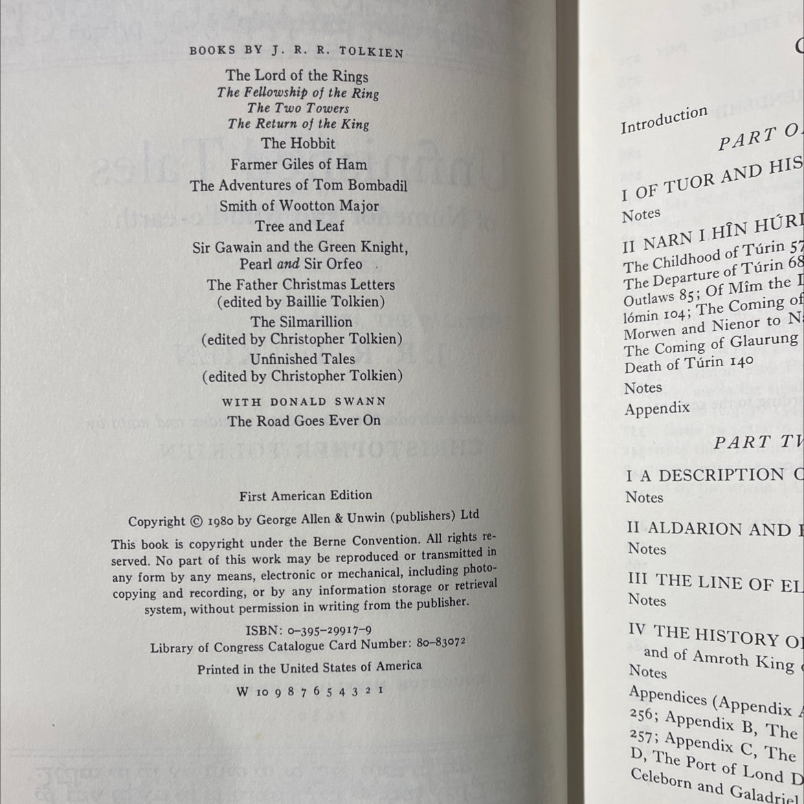 unfinished tales of númenor and middle-earth book, by j. r. r. tolkien, 1980 Hardcover image 3