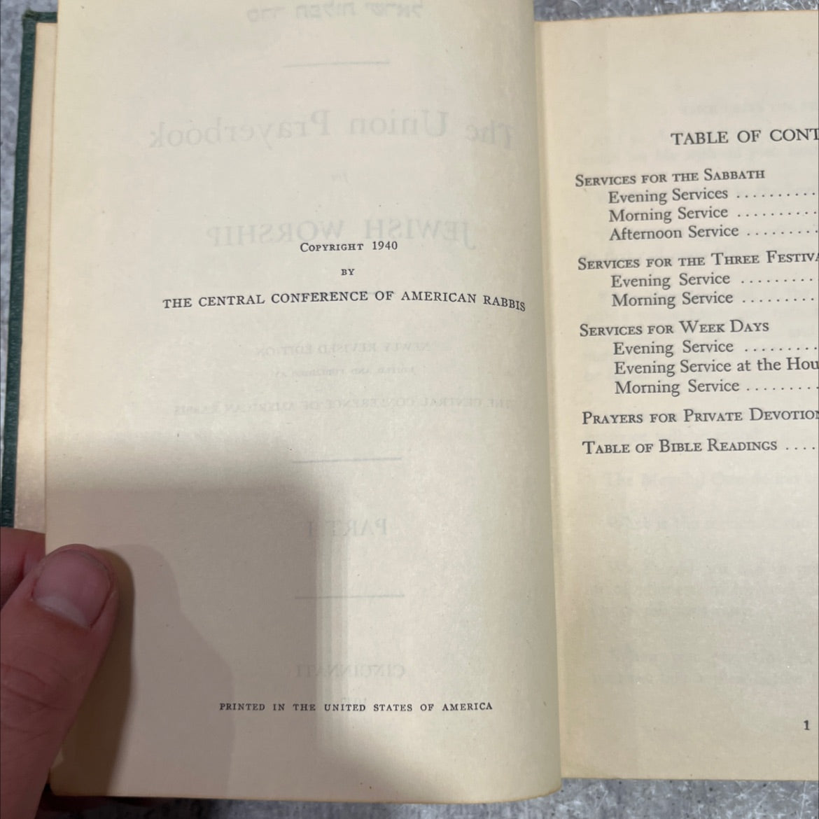 union prayerbook for jewish worship book, by central conference of american rabbis, 1947 Hardcover image 3
