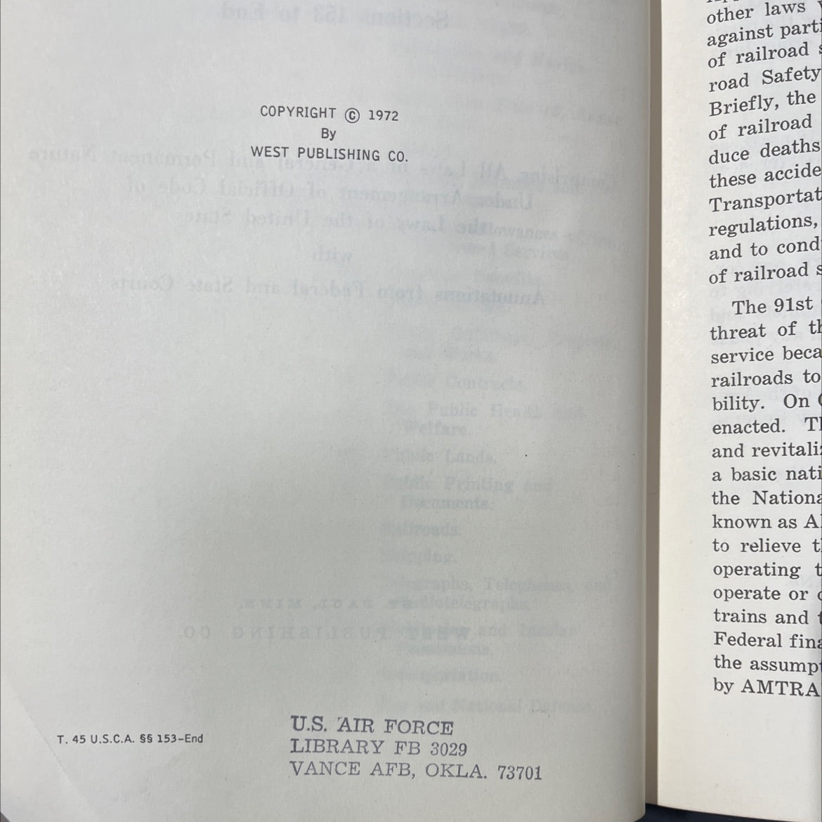 united states code annotated title 45 railroads sections 153 to end book, by west publishing co., 1972 Leather image 3