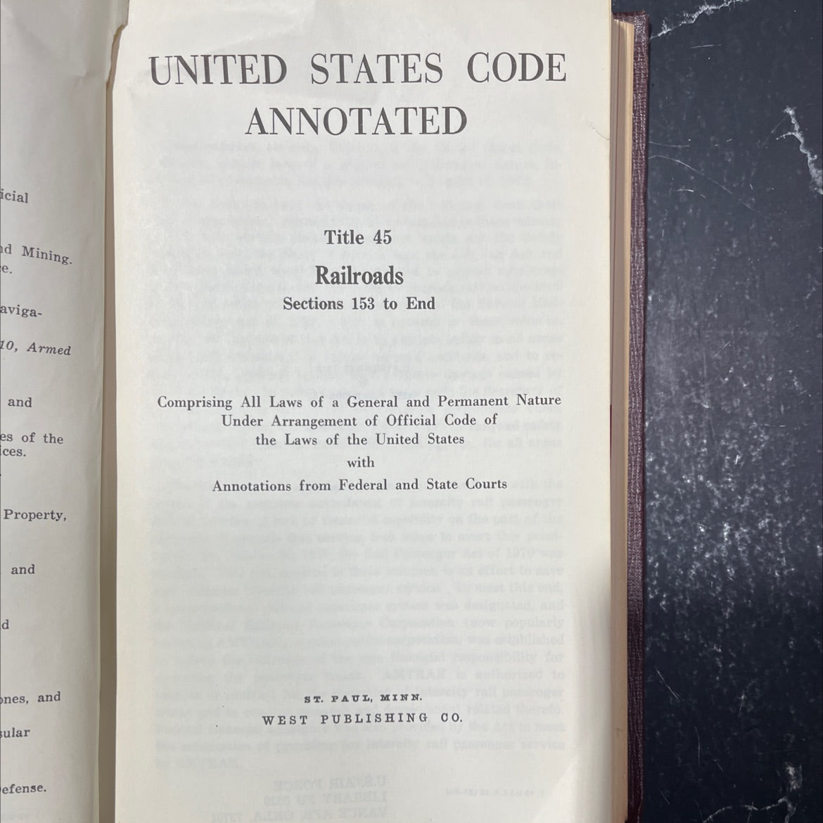 united states code annotated title 45 railroads sections 153 to end book, by west publishing co., 1972 Leather image 2