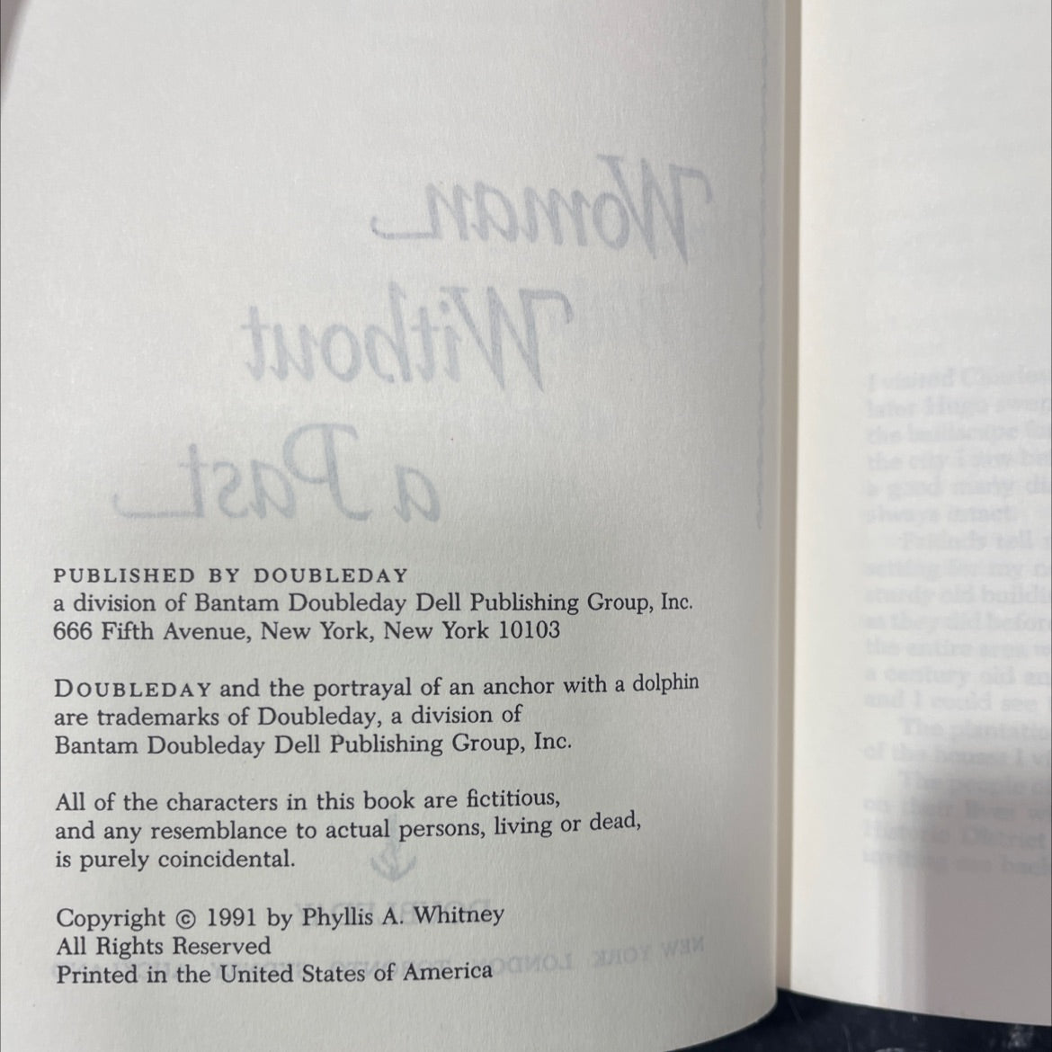unknown book, by Phyllis A. Whitney, 1991 Hardcover image 3