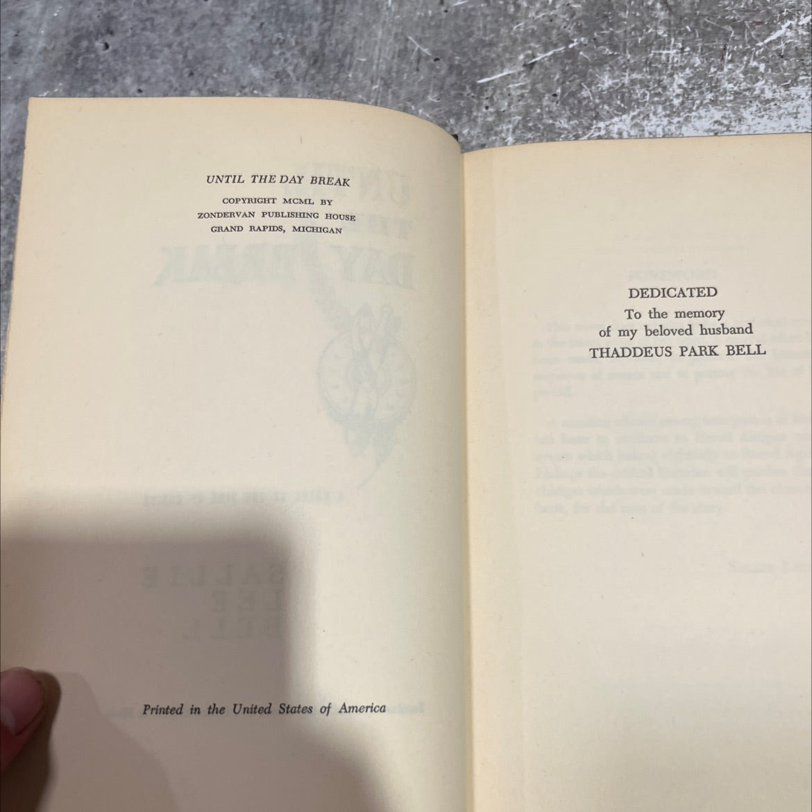 until the day break book, by sallie lee bell, 1950 Hardcover image 3