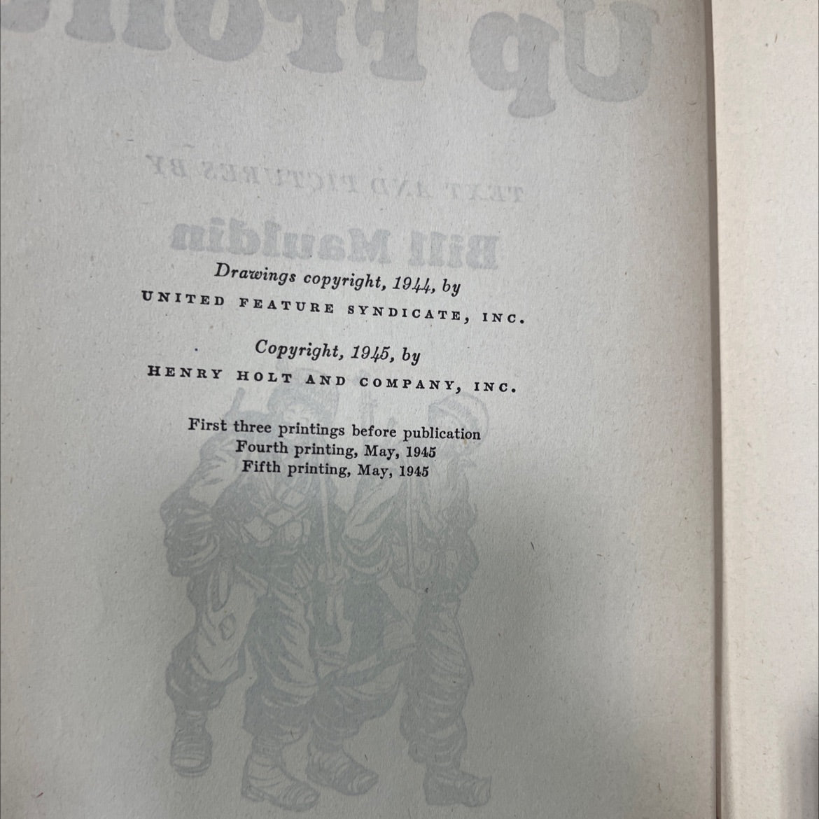 up front book, by Bill Mauldin, 2011 Hardcover image 3