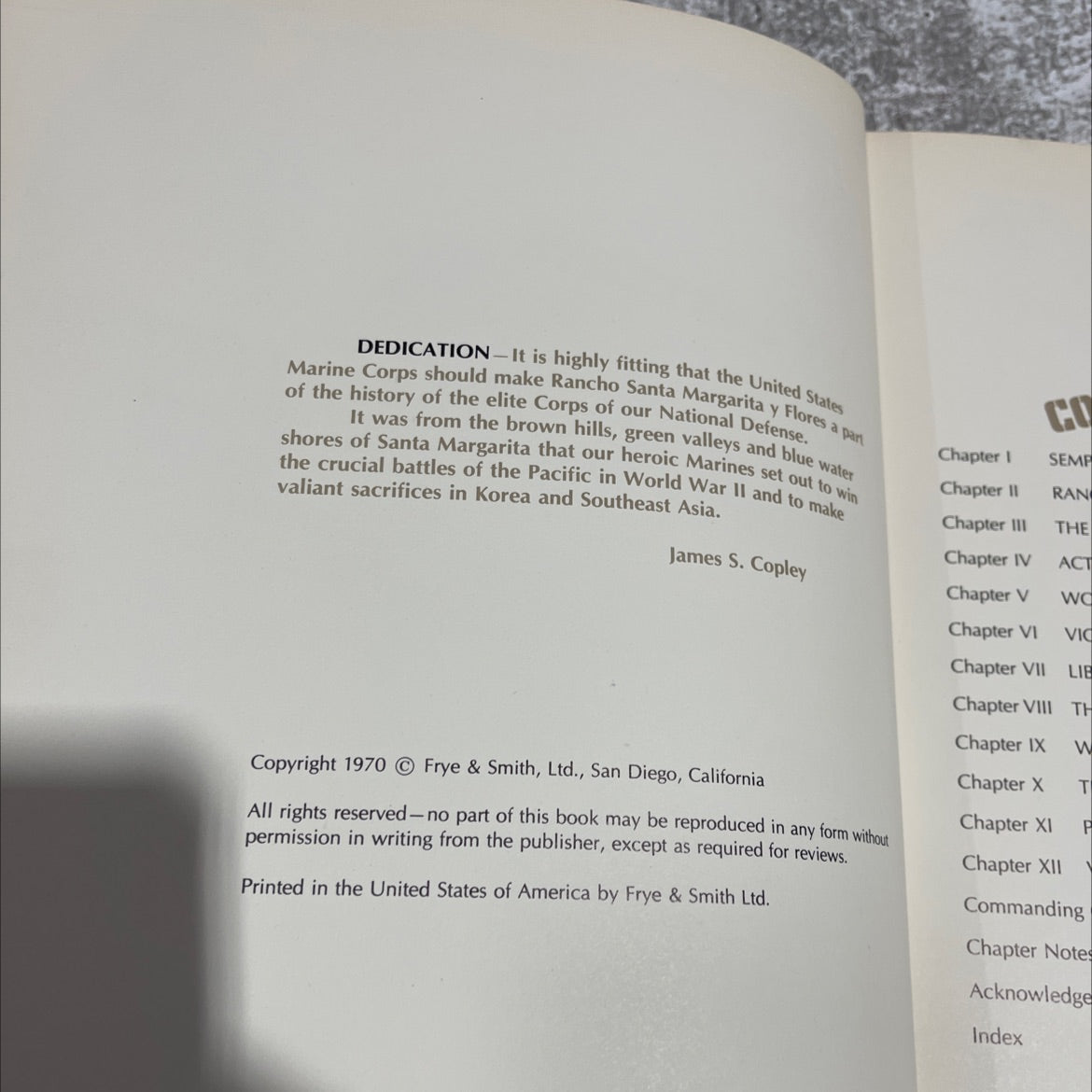 usmc marine corps should make rancho santa margarita y flores a part dedication book, by unknown, 1970 Hardcover image 3