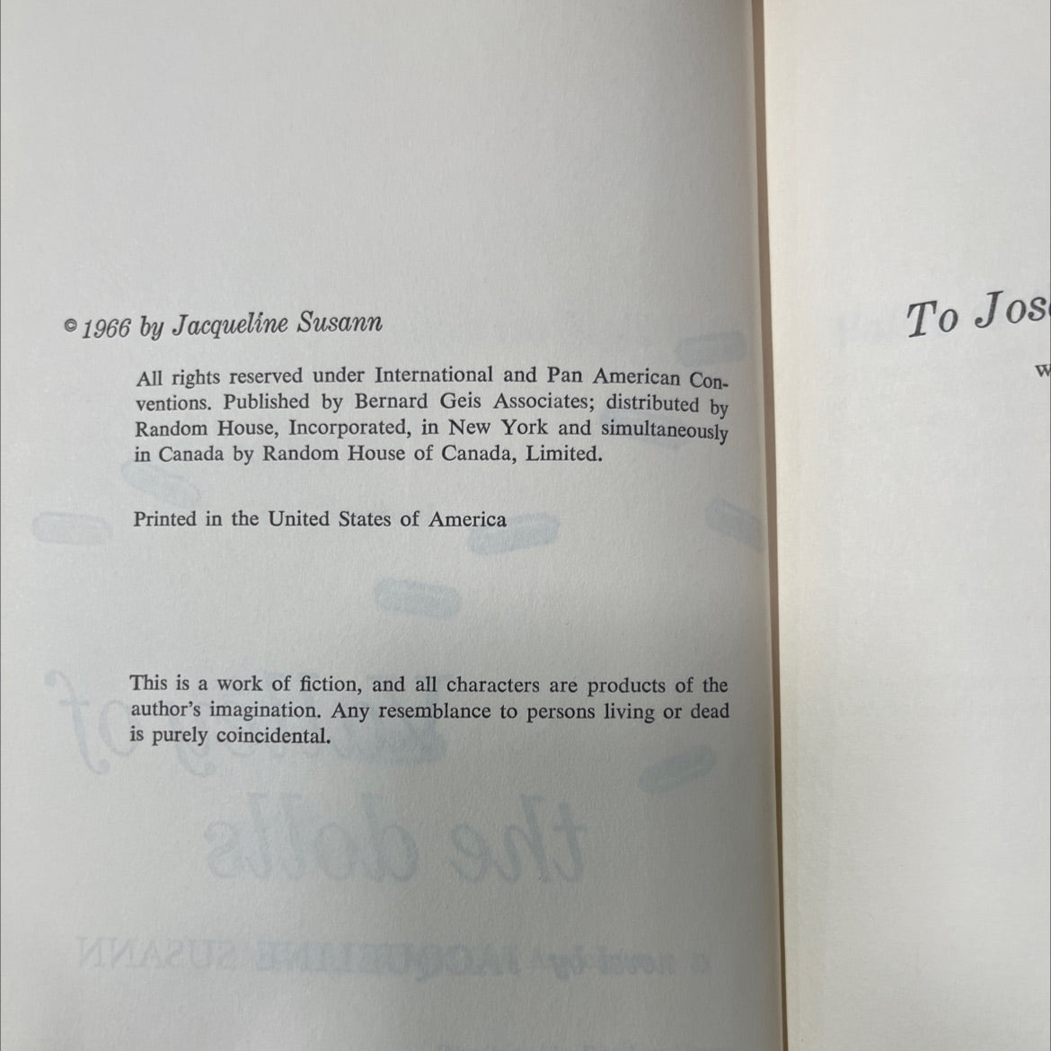valley of the dolls book, by jacqueline susann, 1966 Hardcover image 3