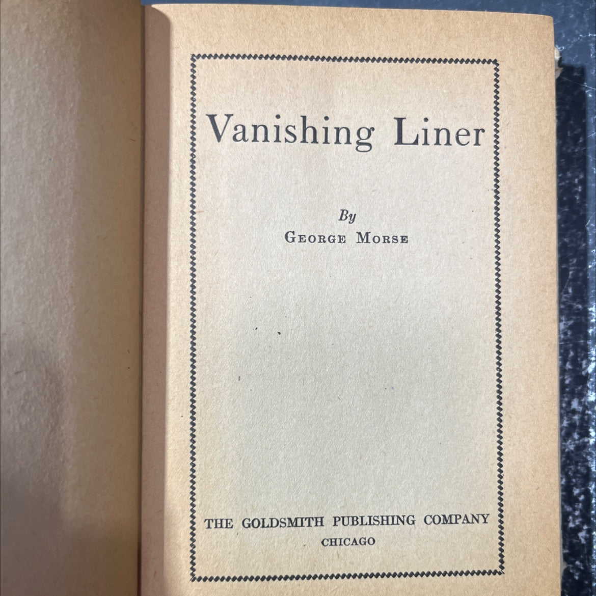 vanishing liner book, by george morse, 1934 Hardcover image 2
