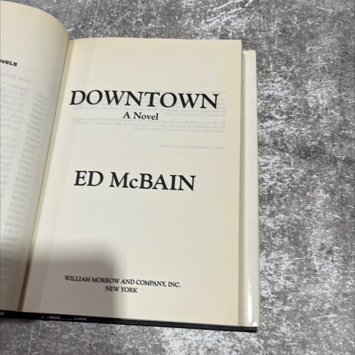 vels downtown book, by ed mcbain, 1991 Hardcover image 2
