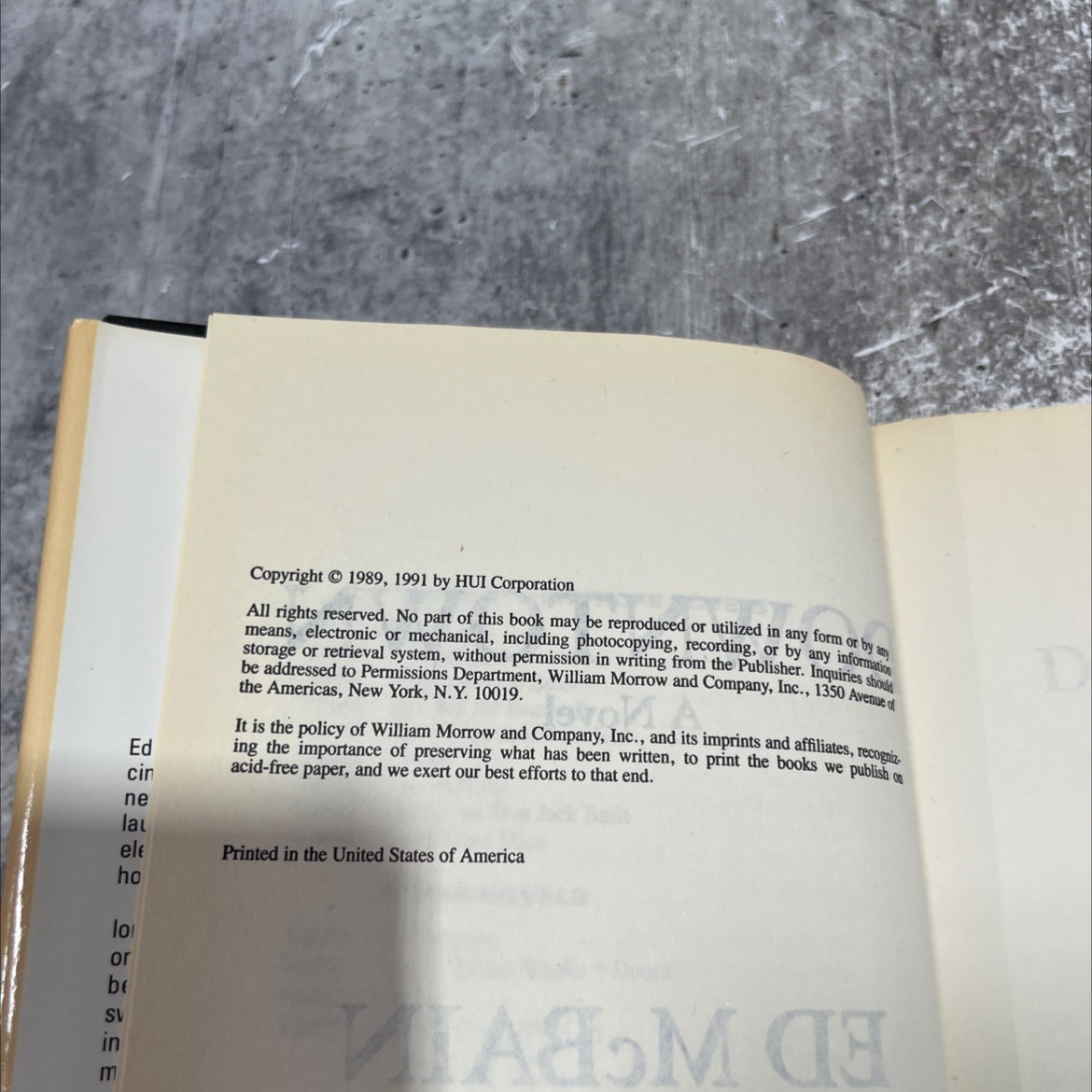 vels downtown book, by ed mcbain, 1991 Hardcover image 3