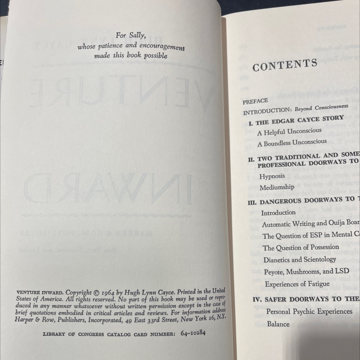 venture inward book, by hugh lynn cayce, 1964 Hardcover image 3