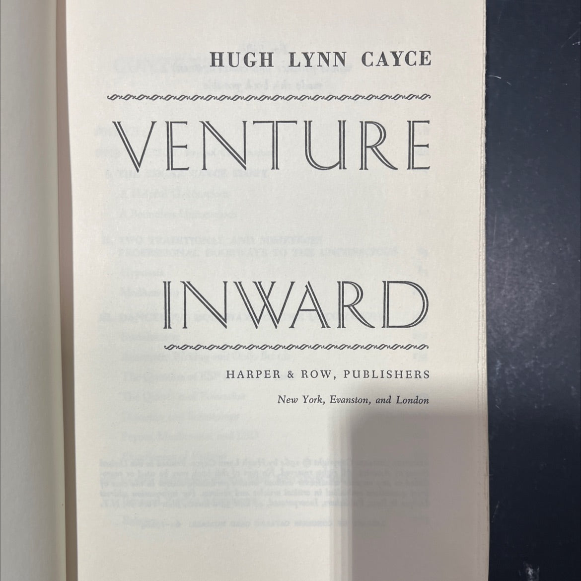 venture inward book, by hugh lynn cayce, 1964 Hardcover image 2