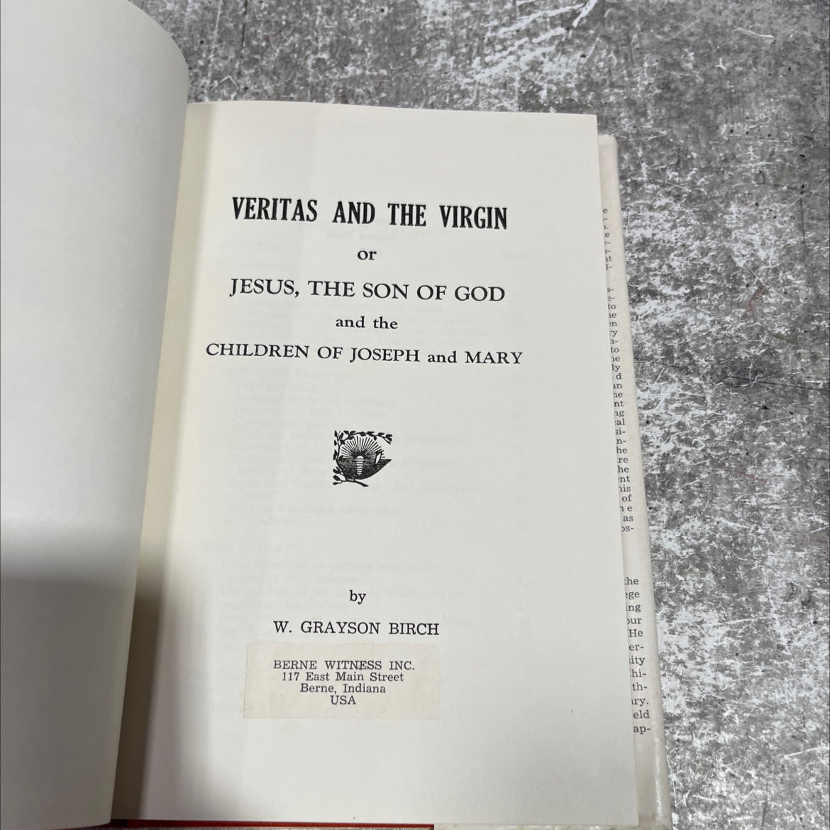veritas and the virgin or jesus, the son of god and the children of joseph and mary book, by w. grayson birch, 1960 image 2
