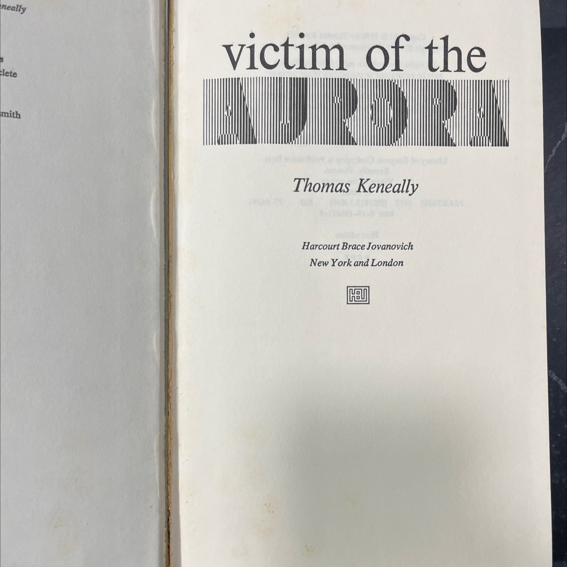 victim of the aurora book, by Thomas Keneally, 1978 Hardcover image 2
