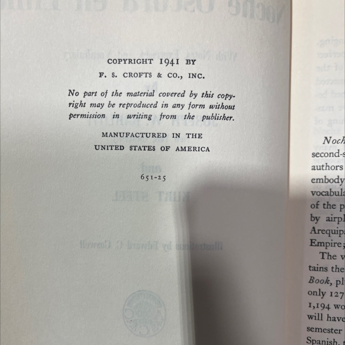 vintage noche oscura en lima with notes exercises and vocabulary book, by joseph w. barlow, kurt steel, 1941 Hardcover image 3