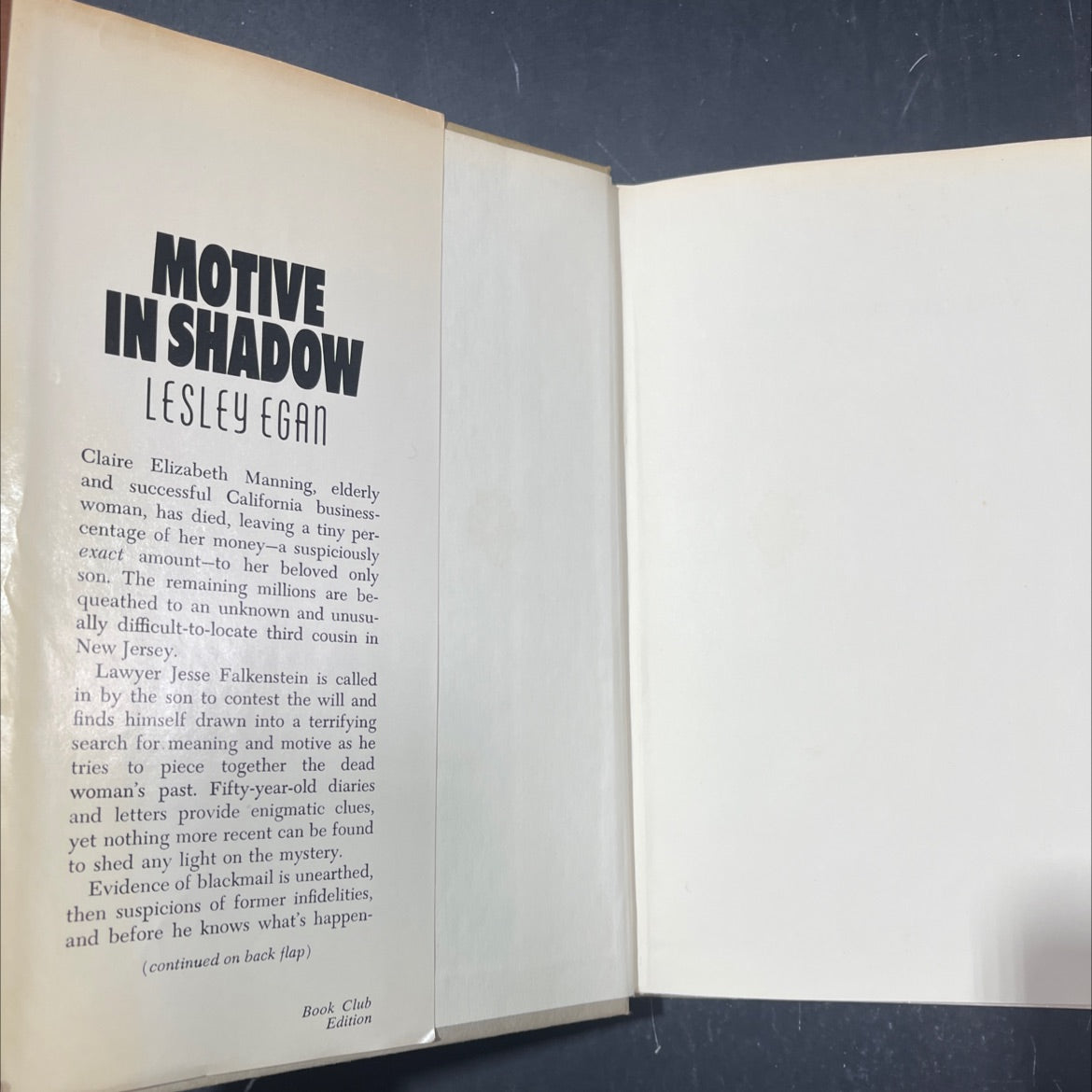vitom motive in shadow book, by lesley egan, 1980 Hardcover image 4