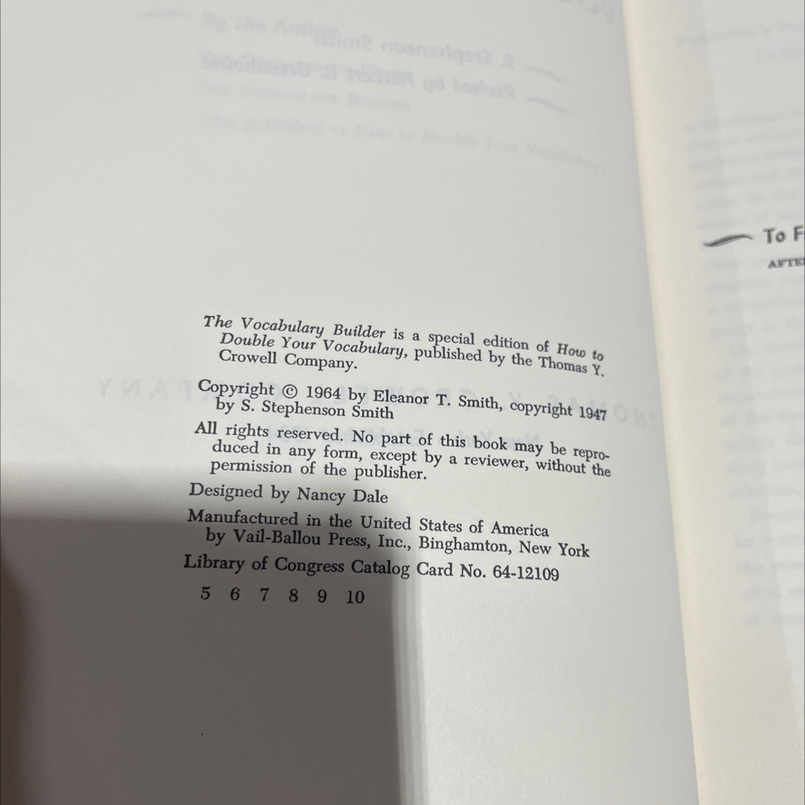 vocabulary builder book, by s. stephenson smith, 1964 Hardcover image 3