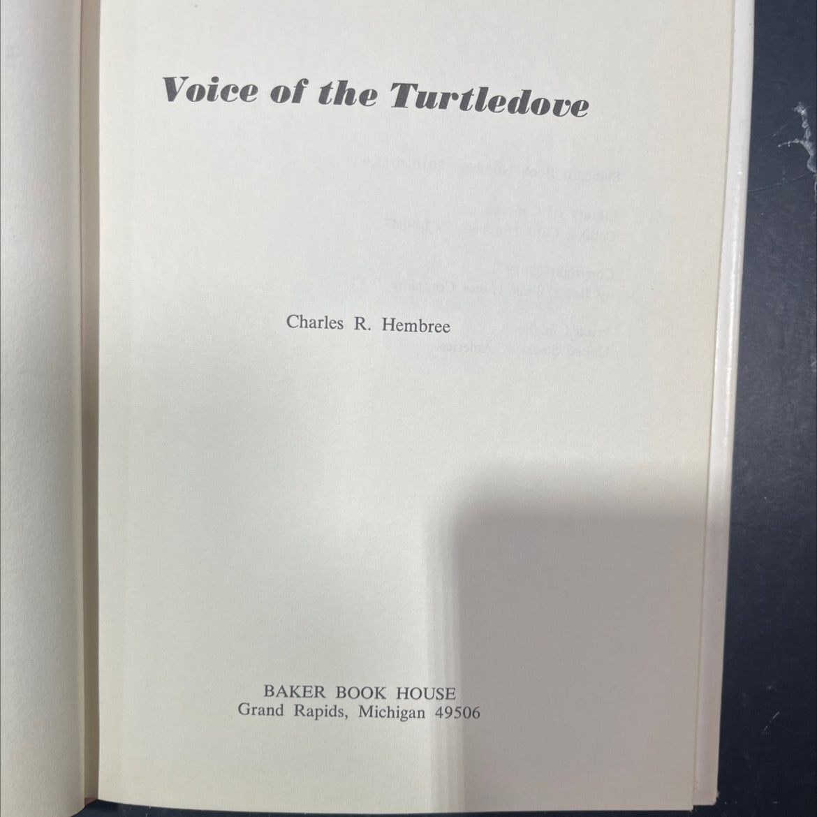voice of the turtledove book, by charles r. hembree, 1971 Hardcover image 2
